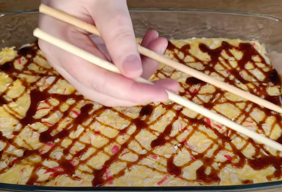 Запеченный суши торт с курицей